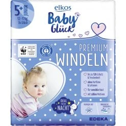 Elkos Babyglück Premium Windeln 5+ Junior 12-17KG 34ST