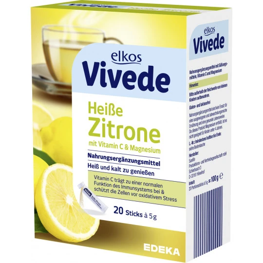 Elkos VIVEDE Heiße Zitrone Sticks 20ST 100G 3 Elkos VIVEDE Heiße Zitrone Sticks 20ST 100G