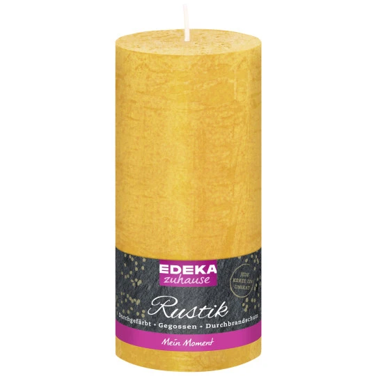 EDEKA Zuhause Rustik Stumpenkerze Gelb 16cm X 7cm 3 EDEKA Zuhause Rustik Stumpenkerze Gelb 16cm X 7cm