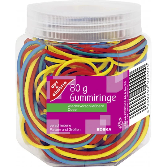 Gut & Günstig Gummiringe Farbig Sortiert 80 G 3 Gut & Günstig Gummiringe Farbig Sortiert 80 G