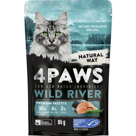 4 Paws Wild River Wildlachs Und Dill 85G 3 4 Paws Wild River Wildlachs Und Dill 85G